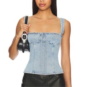 Lioness Light Blue Denim Corset Tank Top